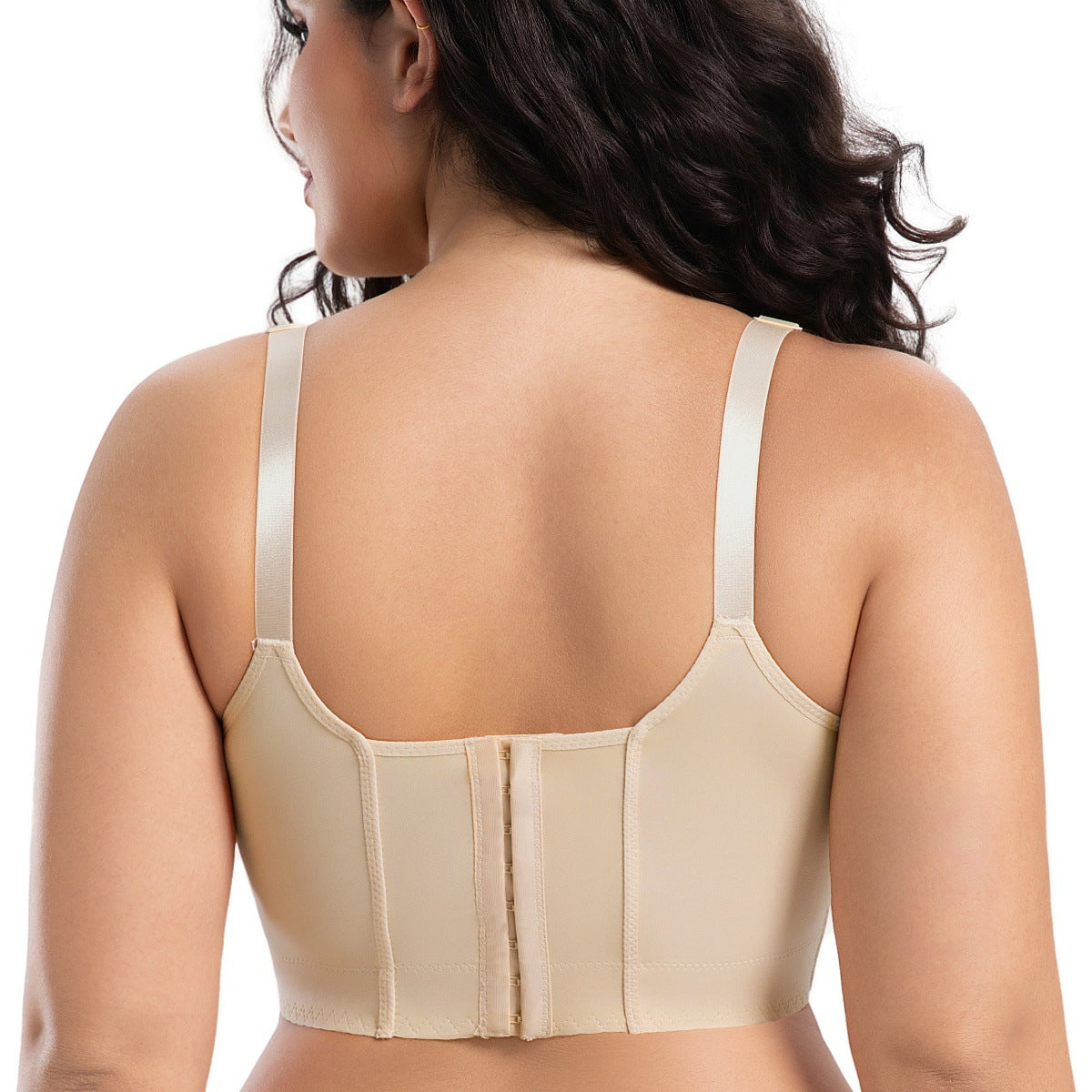 Sexy Lace Seamless Bra for Women with Steel Ring, Push-Up, Side Support, Anti-Sagging, Deep V Neckline, Large Size
