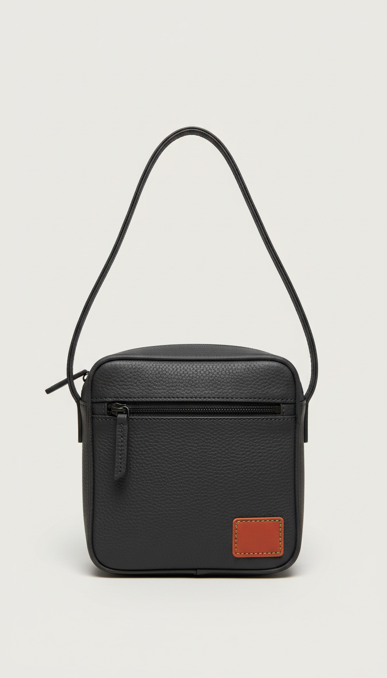 Deep Graphite Vegan Leather Crossbody Bag